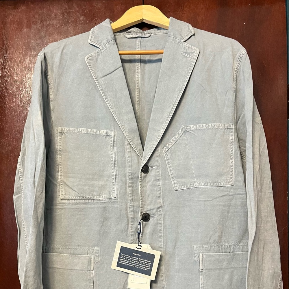 Men’s Onassis Blue Gray Cotton Linen Blazer